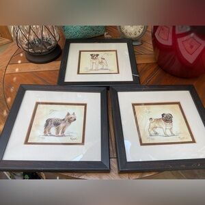 Lyndi Lende set of 3 classical dog pictures. EUC